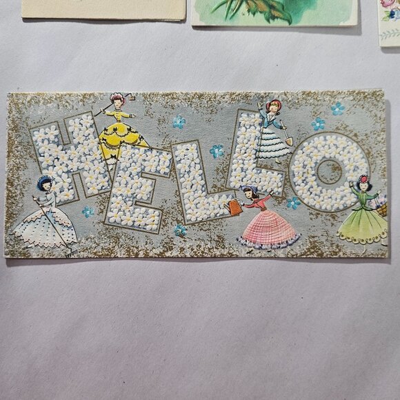 50s Greeting Cards Congratulations baby get well theme set/7 vtg pastel ephemera - Picture 4 of 12